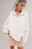Exposed Seam Side Slit Long Sleeve Sweatshirt - Trendsi - Flyclothing LLC