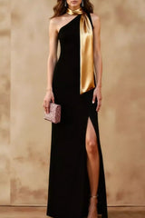One-Shoulder Slit Maxi Dress - Trendsi - Flyclothing LLC