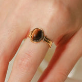 Vintage Natural Stone Gold Plated Adjustable Ring - Trendsi - Flyclothing LLC