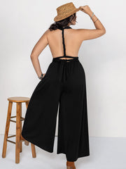 Plus Size V-Neck Wide Leg Jumpsuit - Trendsi