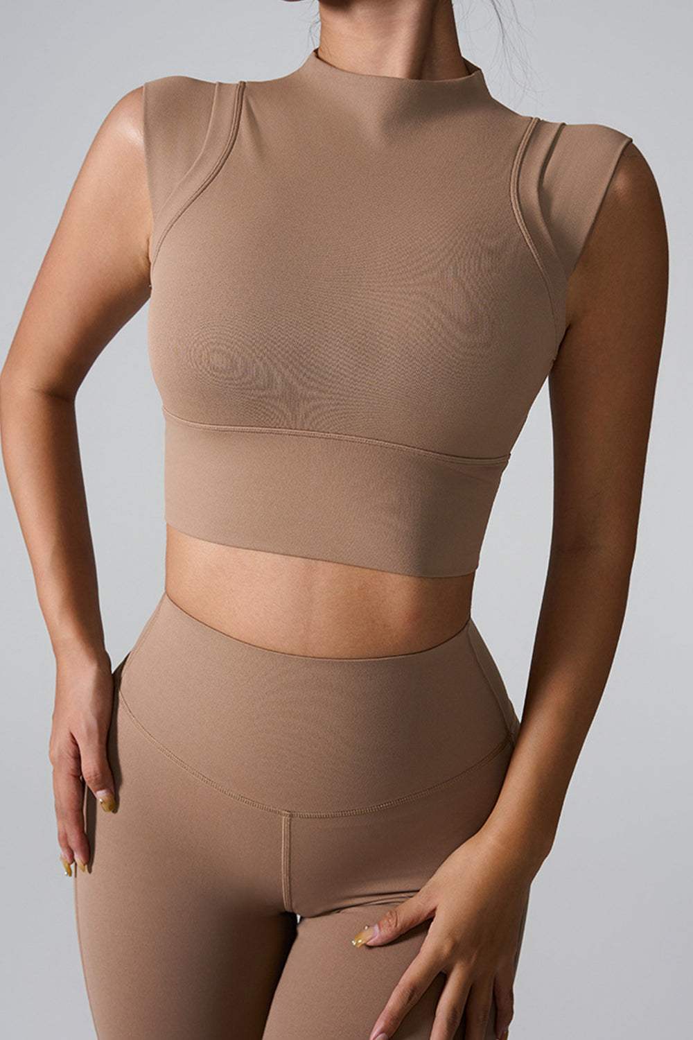 Mock Neck Active Tank - Trendsi - Flyclothing LLC