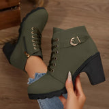 Lace Up Block Heels Boots - Trendsi - Flyclothing LLC