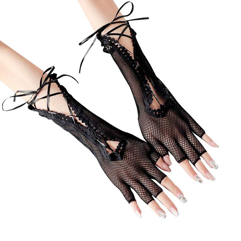 Halloween Anime Sexy Lace-up Sexy Mesh Lace-up Long Gloves - My Store - Flyclothing LLC