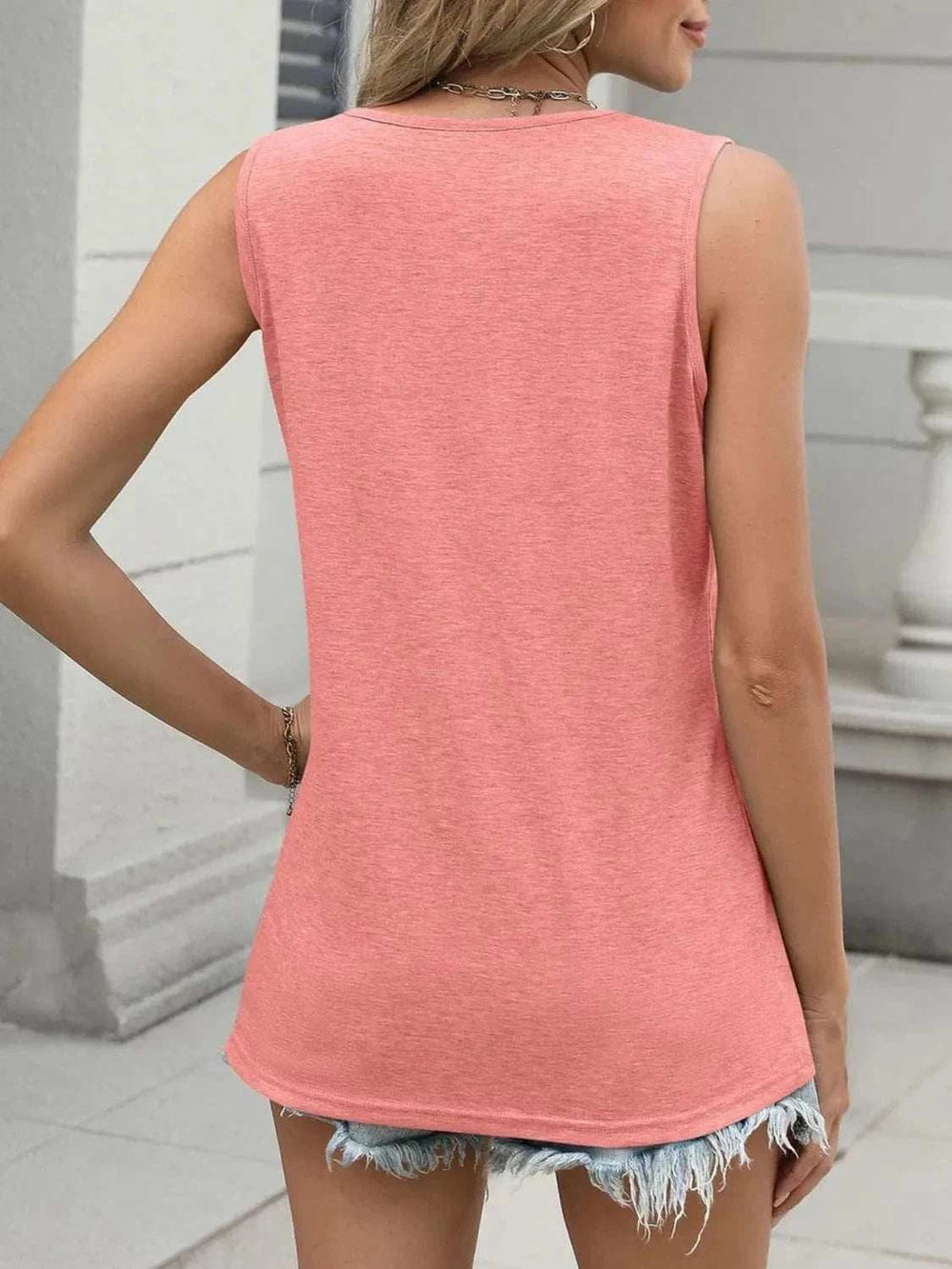 Classic V-Neck Sleeveless Tank Top - Trendsi - Flyclothing LLC