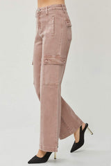 RISEN Full Size High Rise Wide Leg Cargo Jeans - Trendsi - Flyclothing LLC