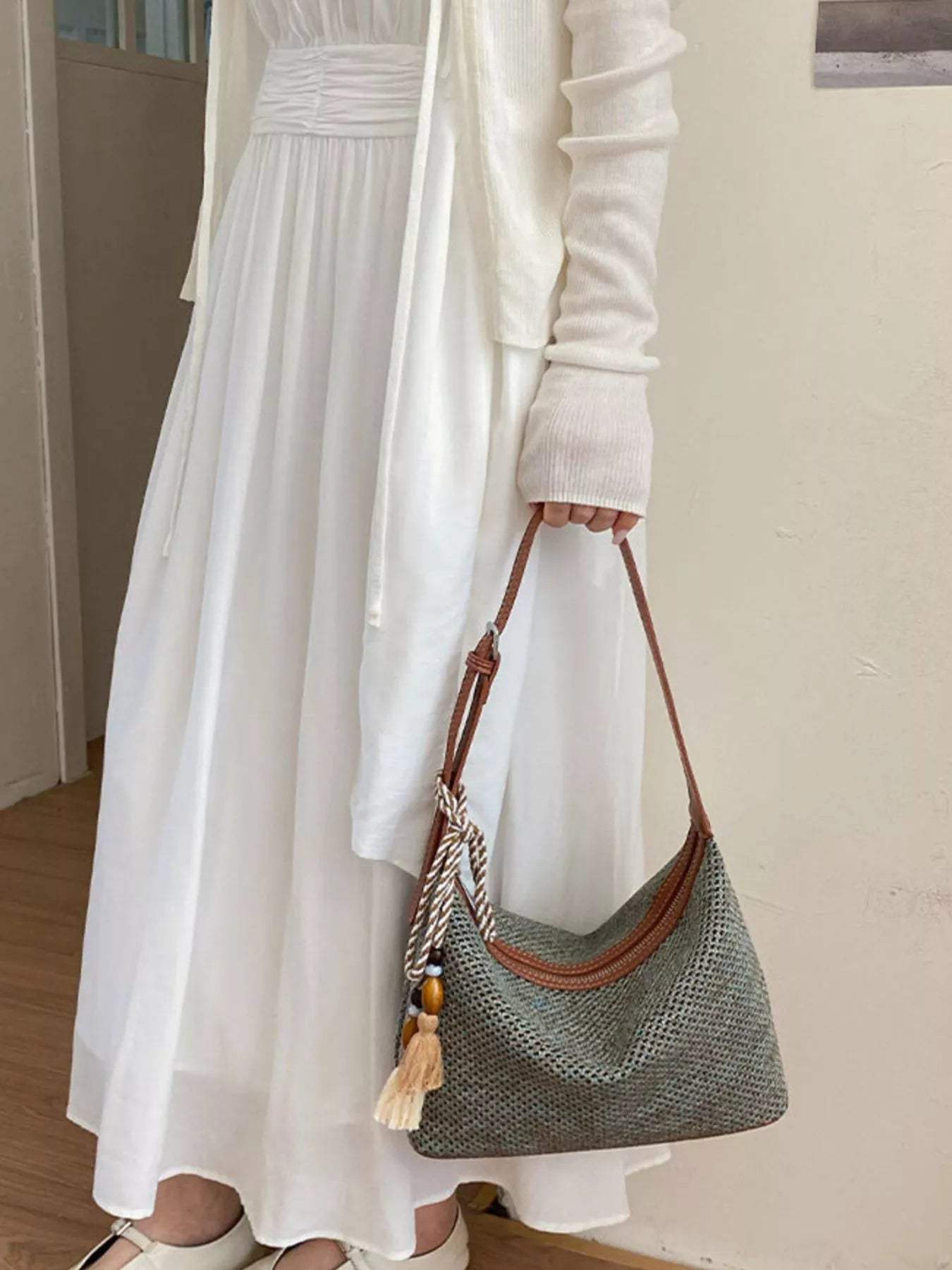 Woven Shoulder Bag with Tassel - Trendsi - Flyclothing LLC