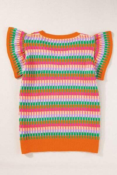 Contrast Striped V-Neck Knit Top - Trendsi - Flyclothing LLC