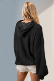 Double Take Full Size Half Zip Long Sleeve Hoodie with Kangaroo Pocket - Trendsi