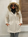Drawstrig Zip Up Hooded Jacket - Trendsi