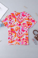Printed V-Neck Short Sleeve Blouse - Trendsi - Flyclothing LLC