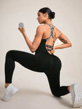 Crisscross Back Sleeveless Active Jumpsuit - Trendsi - Flyclothing LLC