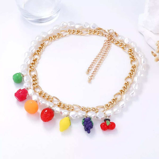 Colorful Charm Double Layered Necklace - Trendsi - Flyclothing LLC