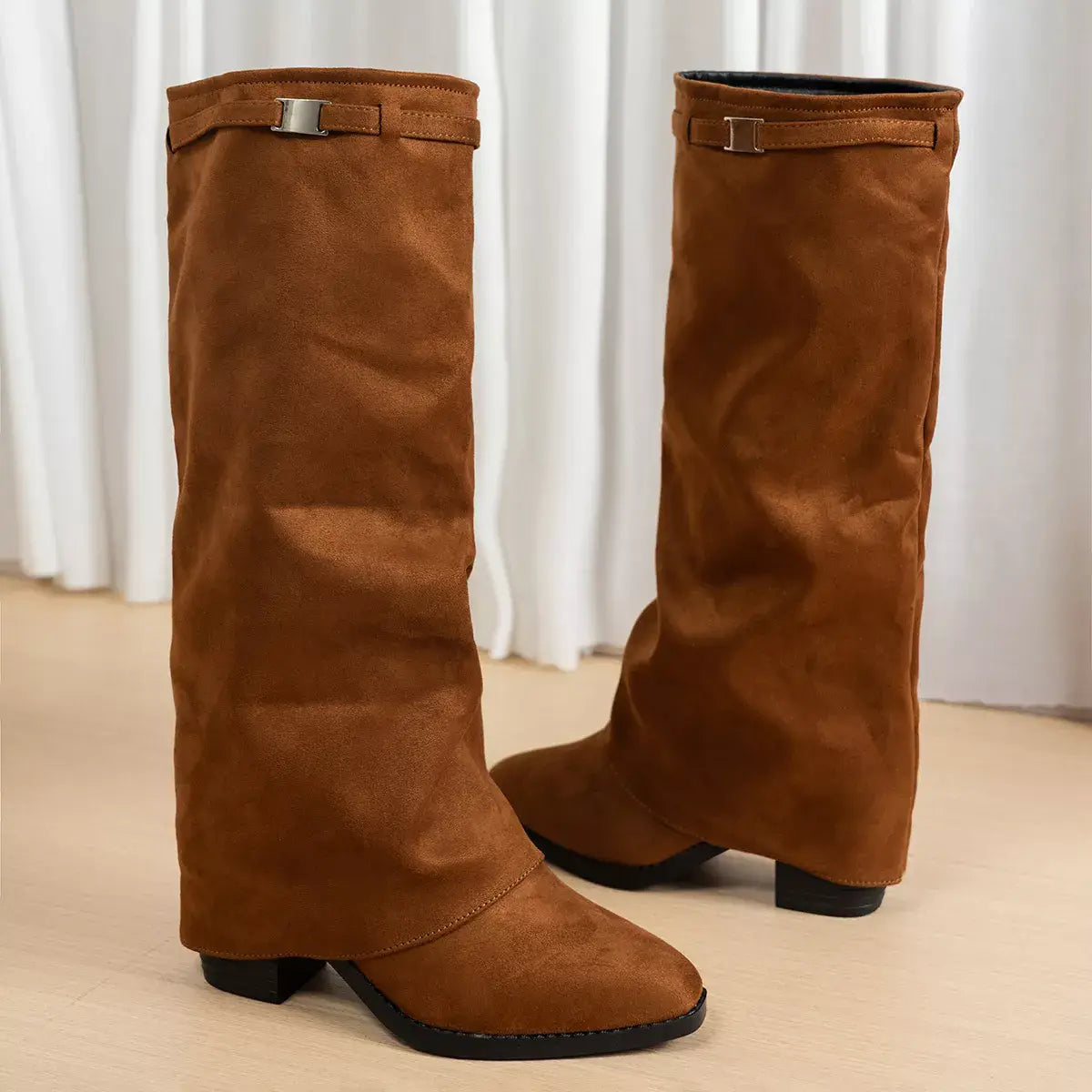 Point Toe Block Heels Boots - Trendsi - Flyclothing LLC