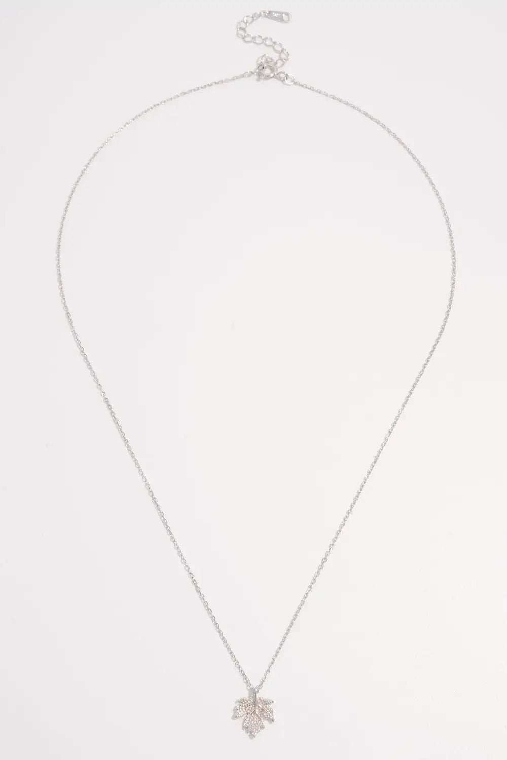 925 Sterling Silver Zircon Maple Leaf Necklace - Trendsi - Flyclothing LLC