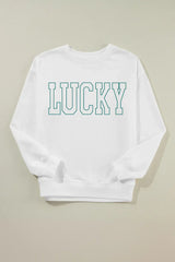LUCKY Graphic Round Neck Long Sleeve Sweatshirt - Trendsi - Flyclothing LLC