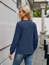 V-Neck Long Sleeve T-Shirt - Trendsi - Flyclothing LLC