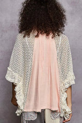POL Button Down Front Pleated Shirt with Crochet Patch - Trendsi - Flyclothing LLC