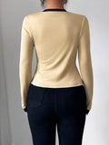 Contrast Trim Long Sleeve Top - Trendsi - Flyclothing LLC