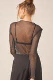 Idem Ditto Sparkling Glitter Long Sleeve Sheer Top - Trendsi
