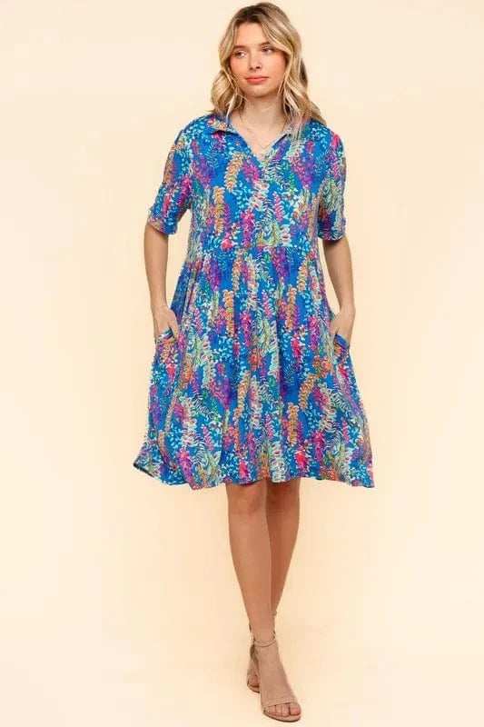 Haptics Johnny Collar Babydoll Dress with Side Pockets - Trendsi - Flyclothing LLC