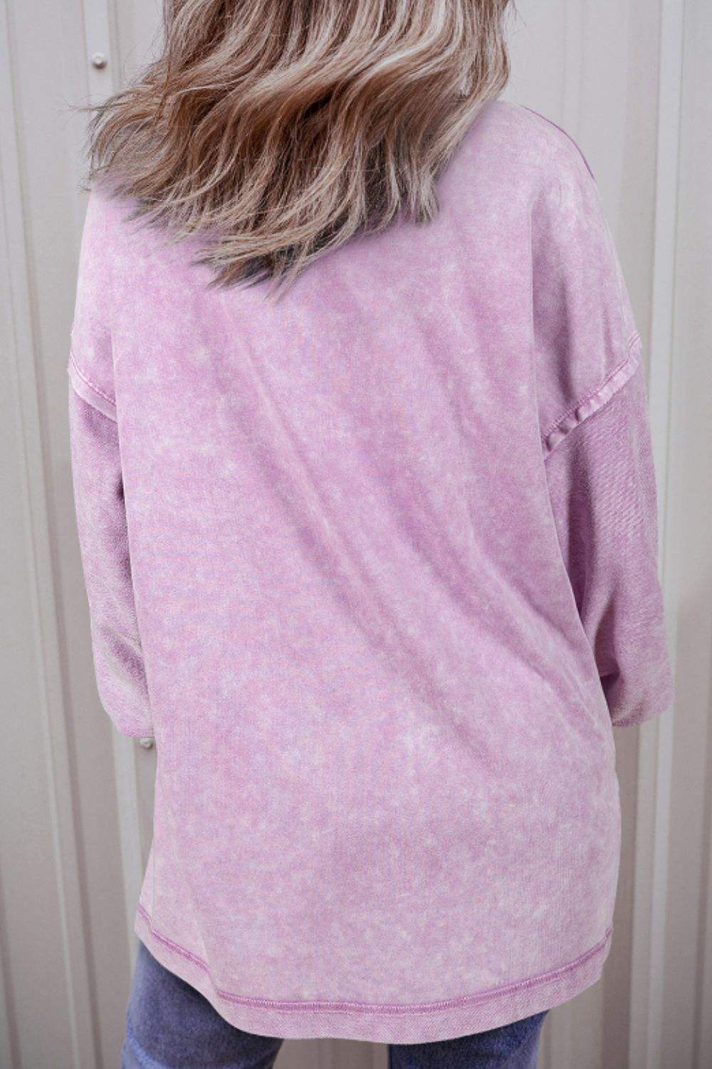 Exposed Seam Round Neck Long Sleeve Sweatshirt - Trendsi - Flyclothing LLC