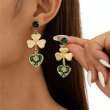 Women New Niche Floral Heart Drop Earrings, Wholesale High-End Light Luxury Ladies Ear Ornaments - My Store - Flyclothing LLC