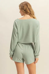 HYFVE Boat Neck Long Sleeve Cropped Top - Trendsi - Flyclothing LLC