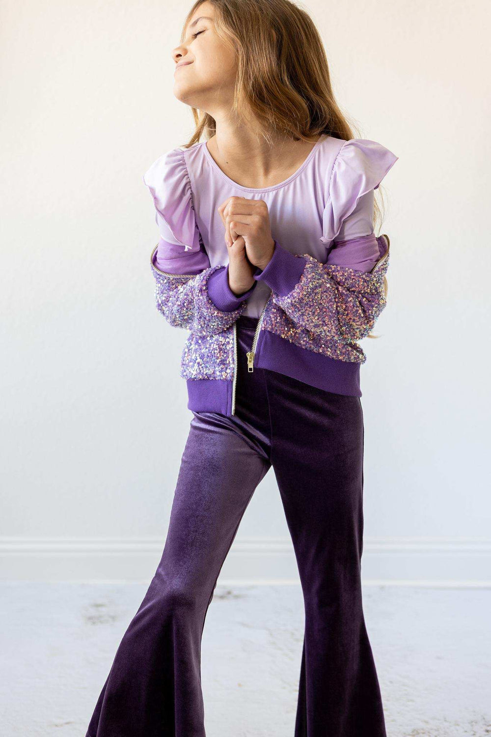 Lavender L/S Flutter Sleeve Leotard - Mila & Rose ® - Flyclothing LLC