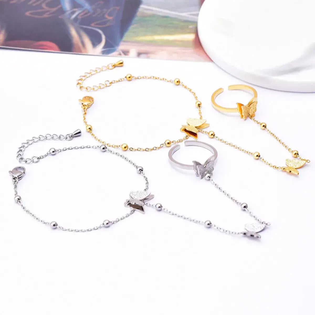 Butterfly Charm Finger Bracelet - Trendsi - Flyclothing LLC