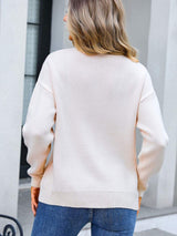 Angel Wings Bow Round Neck Dropped Shoulder Sweater - Trendsi - Flyclothing LLC