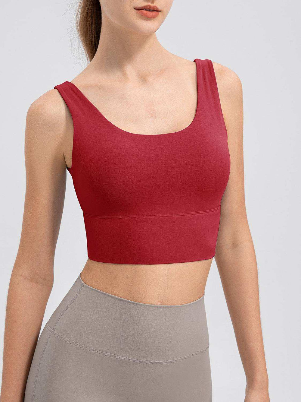 Scoop Neck Wide Strap Active Tank - Trendsi - Flyclothing LLC