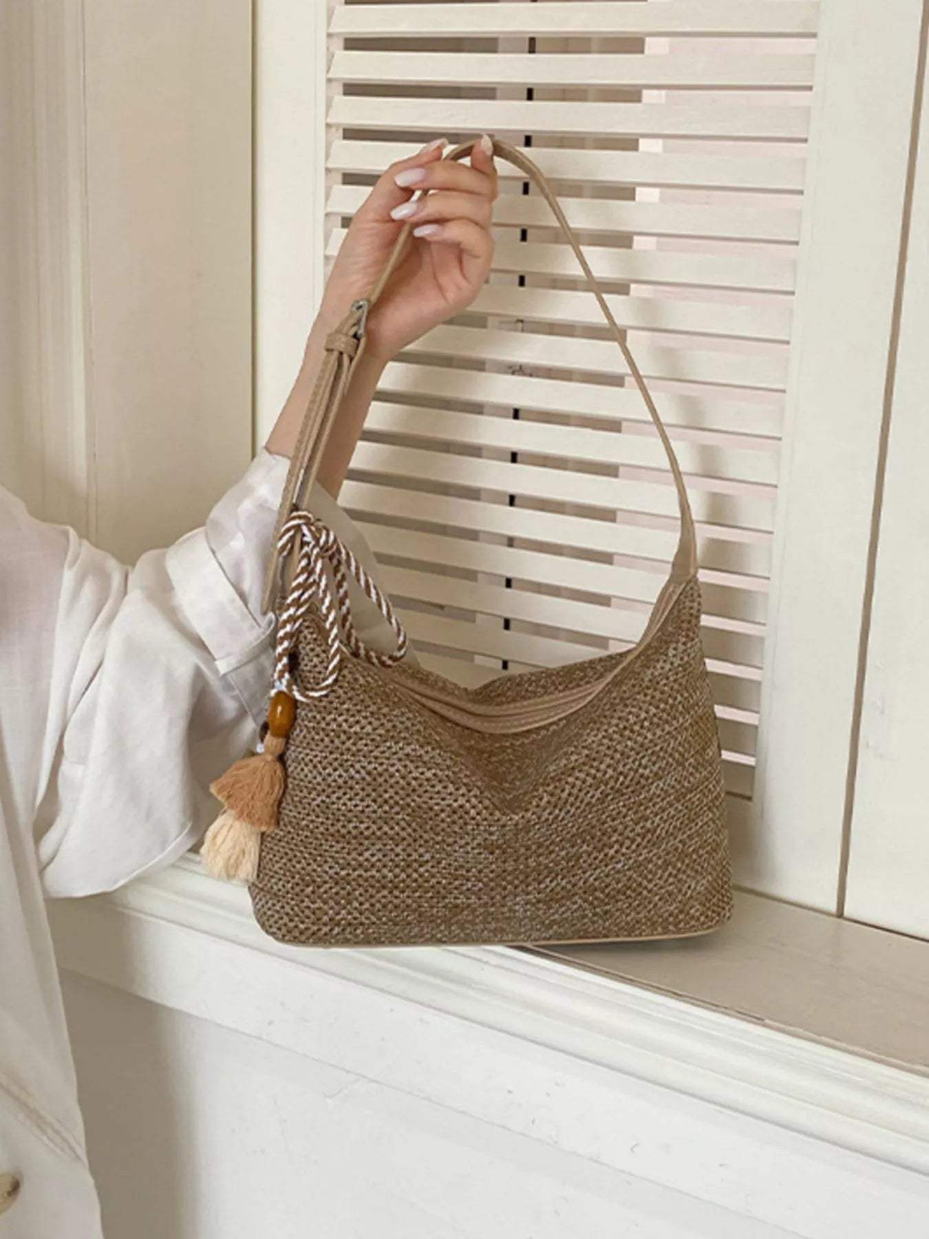 Woven Shoulder Bag with Tassel - Trendsi - Flyclothing LLC