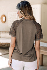 Round Neck Short Sleeve T-Shirt - Trendsi - Flyclothing LLC