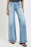 RISEN Full Size Mid Rise Wide Jeans with Front Patch Pocket Plus Size - Trendsi - Flyclothing LLC