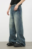 Men's Distressed Detail Wide Leg Jeans - Trendsi