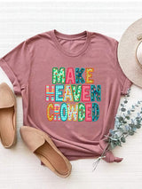 Letter Round Neck Short Sleeve T-Shirt - Trendsi - Flyclothing LLC