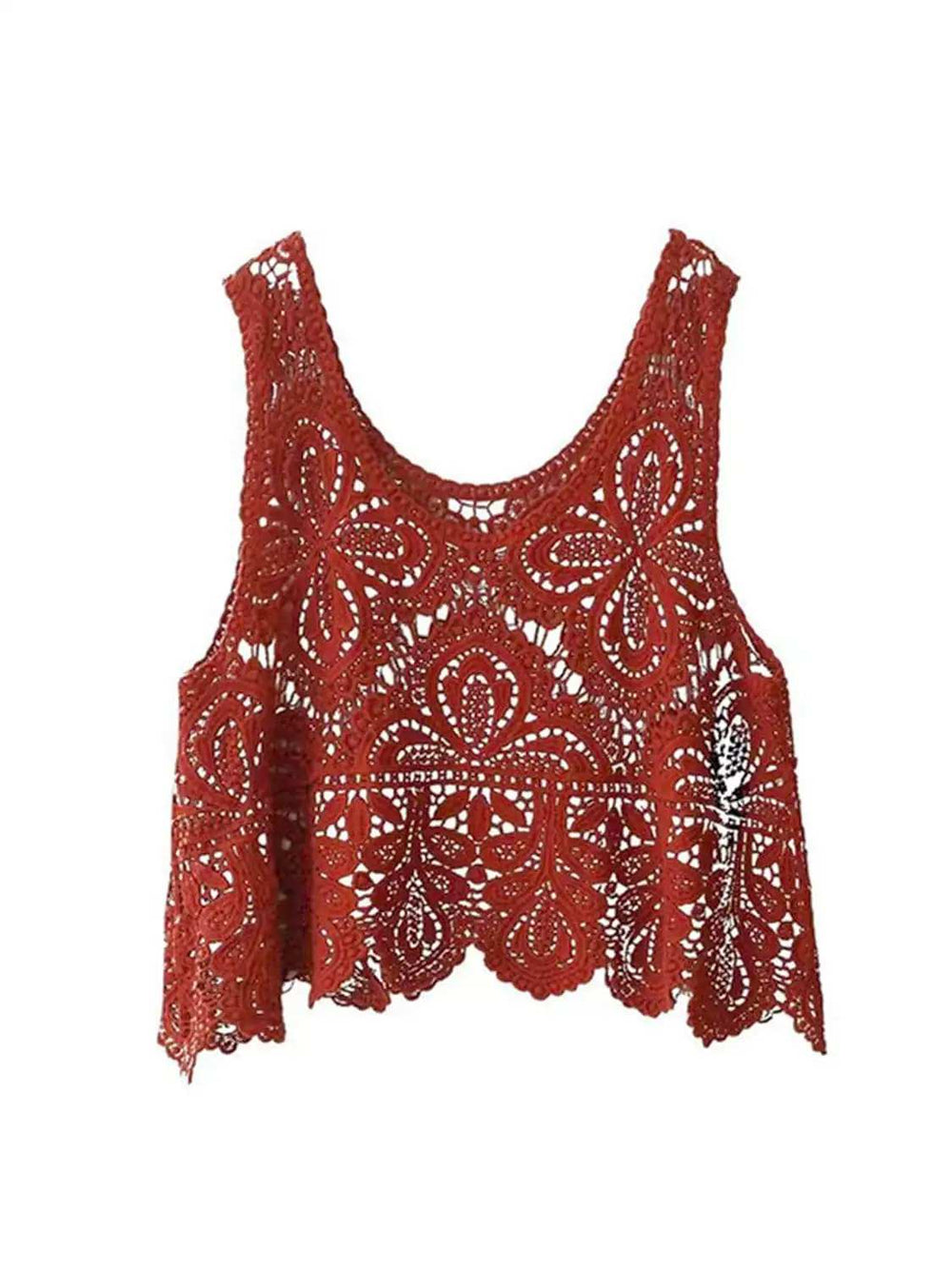 Cutout Scoop Neck Sleeveless Knit Cover Up - Trendsi - Flyclothing LLC