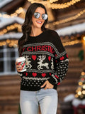 Perfee Christmas Element Round Neck Sweater - Trendsi - Flyclothing LLC