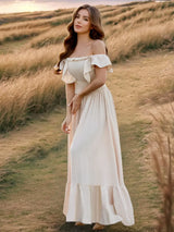 Ruffled Smocked Square Neck Maxi Dress - Trendsi - Flyclothing LLC