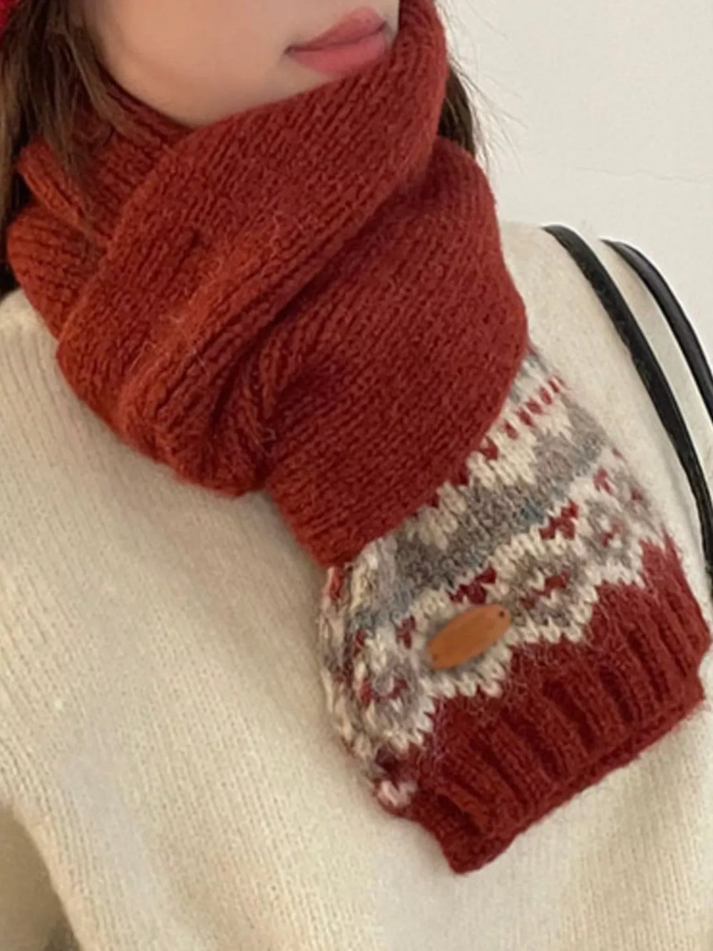 Nordic Pattern Knitted Winter Scarf - Trendsi - Flyclothing LLC