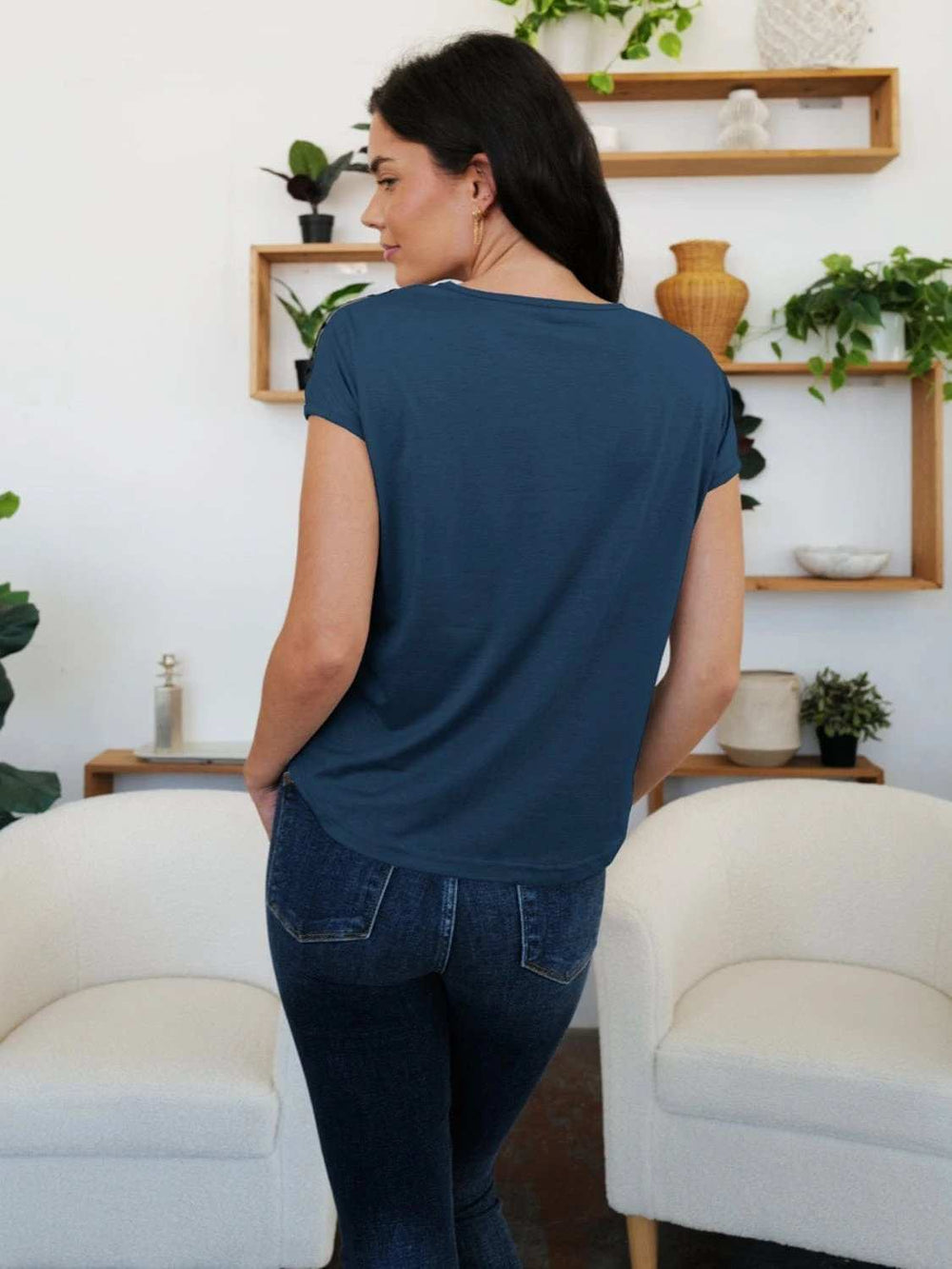 FAM-FAM V-Neck Short Sleeve T-Shirt - Trendsi - Flyclothing LLC