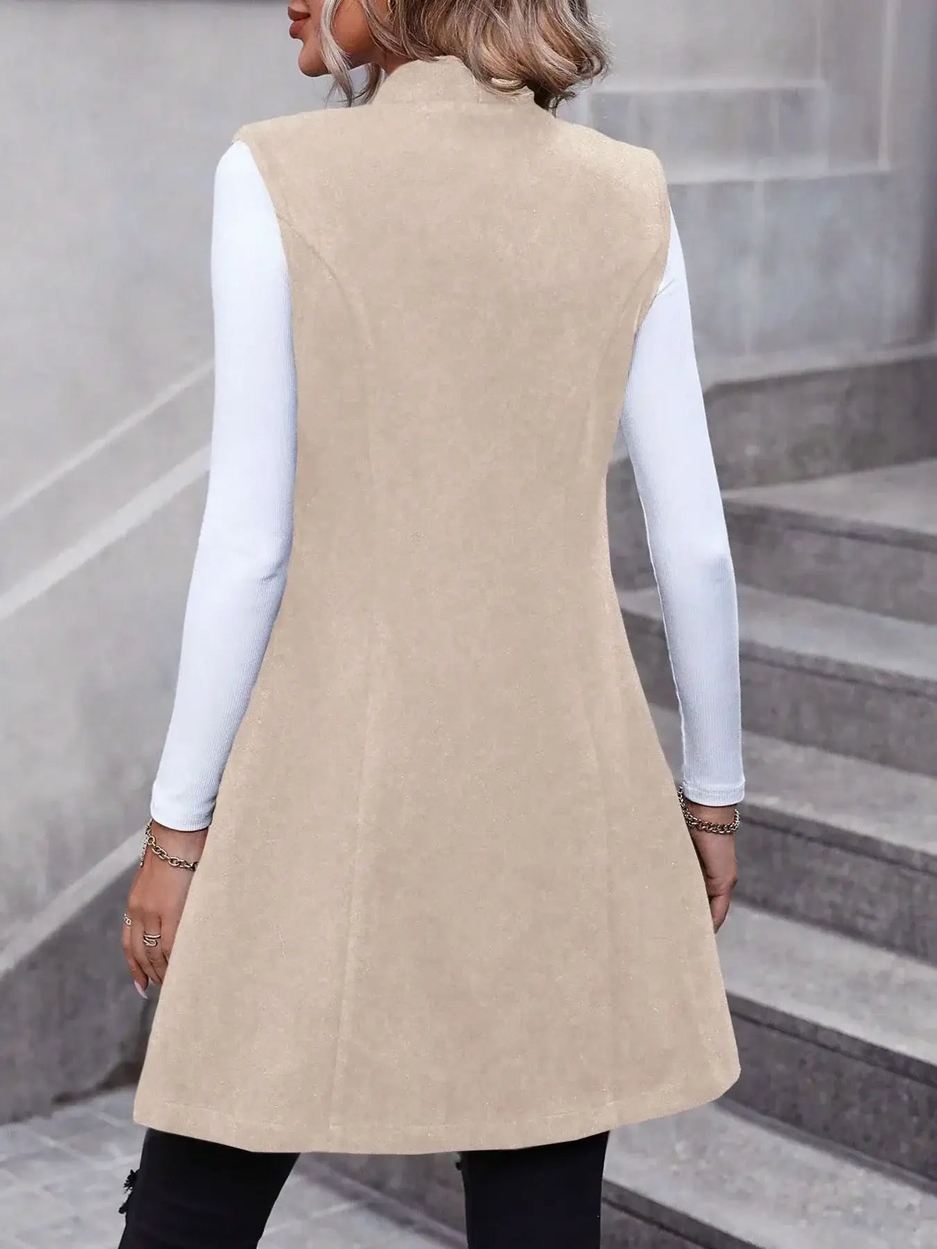 Button Up Longline Vest Coat - Trendsi - Flyclothing LLC