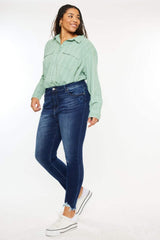 Kancan Full Size High Rise Frayed Ankle Skinny Jeans - Trendsi - Flyclothing LLC