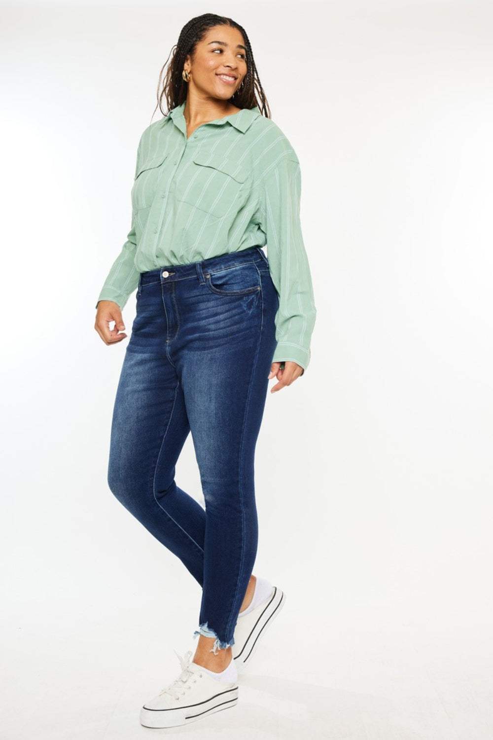 Kancan Full Size High Rise Frayed Ankle Skinny Jeans - Trendsi - Flyclothing LLC