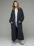 Pocketed Open Front Dropped Shoulder Cardigan - Trendsi - Flyclothing LLC