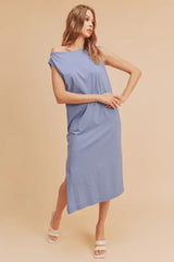 Aemi + Co Side Slit Round Neck Sleeveless Midi Dress - Trendsi - Flyclothing LLC