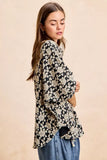 BiBi Floral Jacquard Short Dolman Sleeves Shirt - Trendsi - Flyclothing LLC