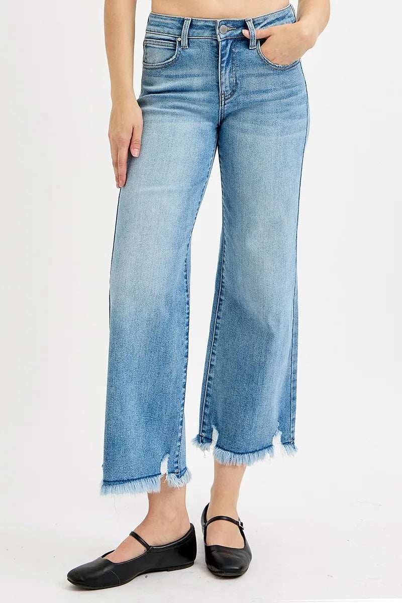 RISEN Full Size Mid Rise Crop Wide Leg Jeans Plus Size - Trendsi - Flyclothing LLC