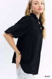 Umgee Linen Scallop Trim V-Neck Blouse - Trendsi - Flyclothing LLC