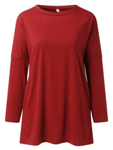 Full Size Round Neck Long Sleeve T-Shirt - Trendsi - Flyclothing LLC
